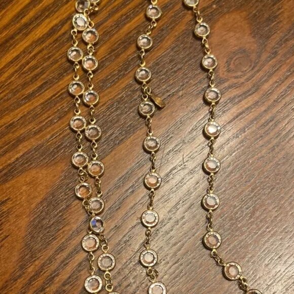 Swarovski Crystal 32" Necklace Clear Faceted Bezel Crystal Necklace - Picture 4 of 5